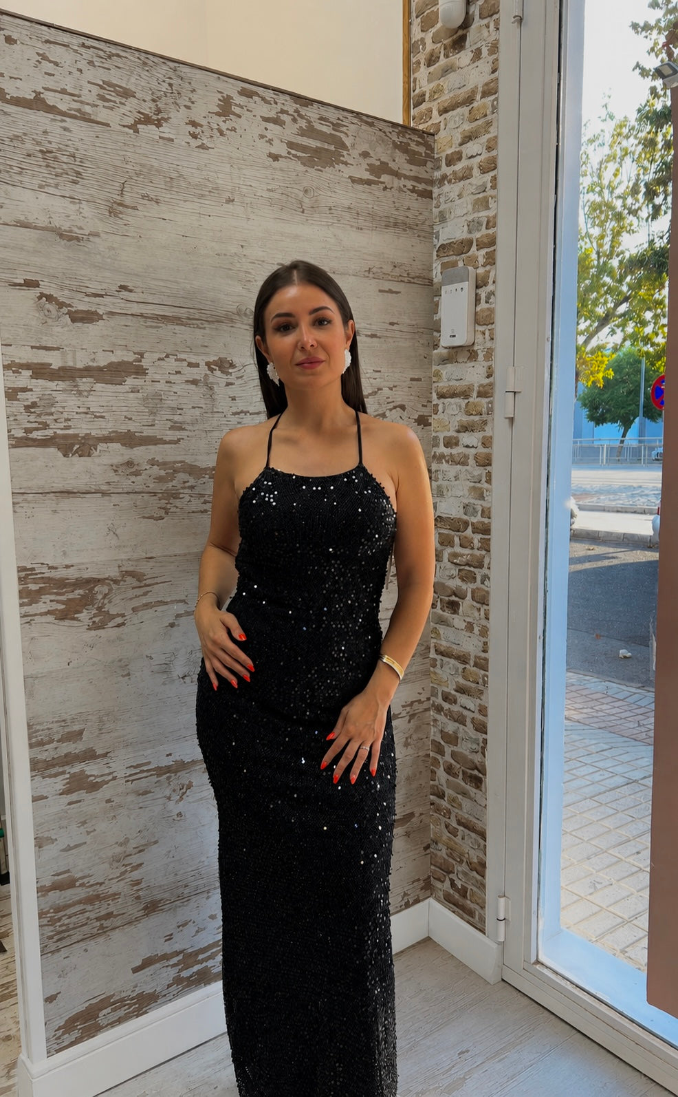 Vestido lentejuelas Negro