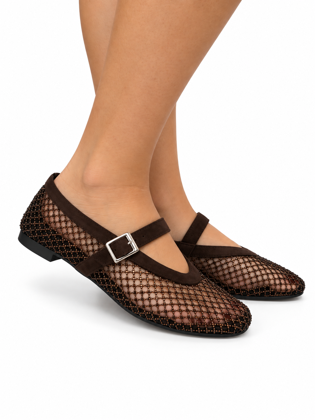 Bailarina rejilla brillo marrón