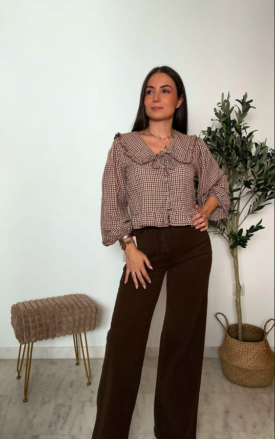 Blusa vichy con cuellos