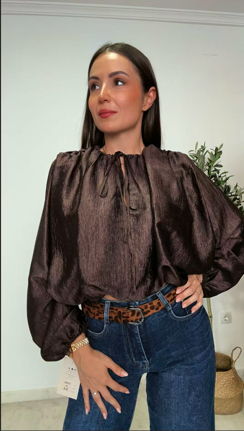 Blusa Brilli marrón