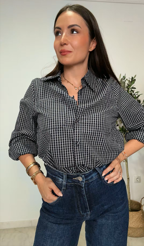 Camisa cuadros azul marino