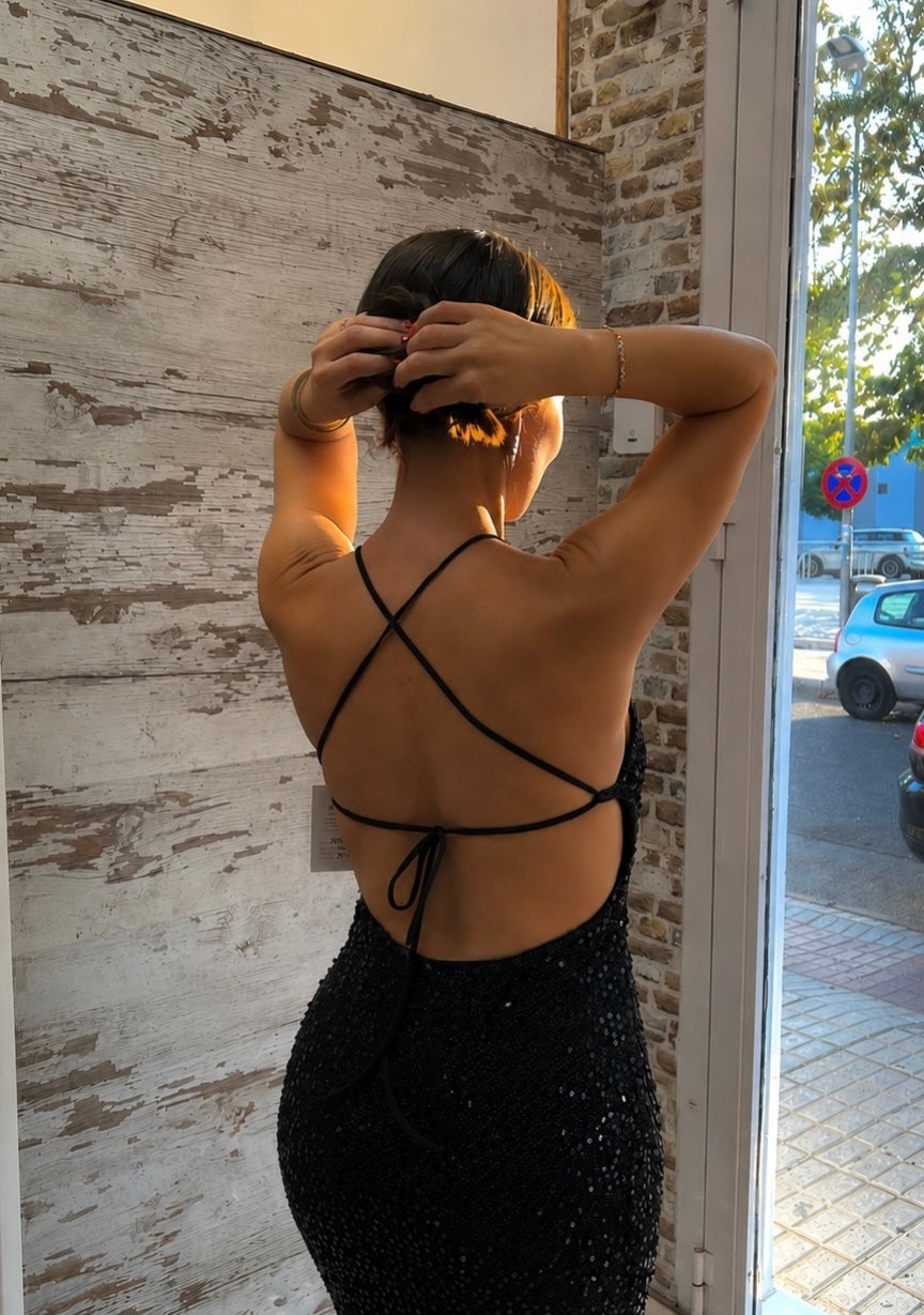 Vestido lentejuelas Negro