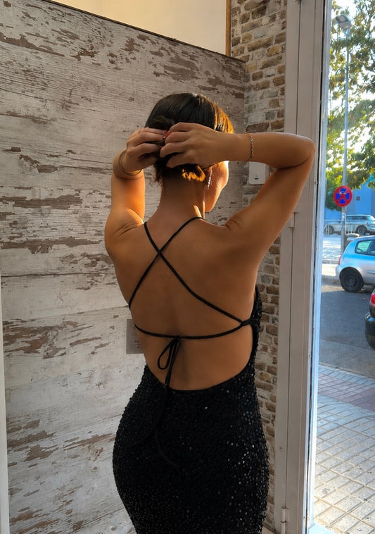 Vestido lentejuelas Negro